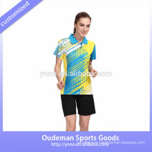 La última calidad de hign badminton deportes jersey diseños para badminton, jersey de badminton unisex para jóvenes